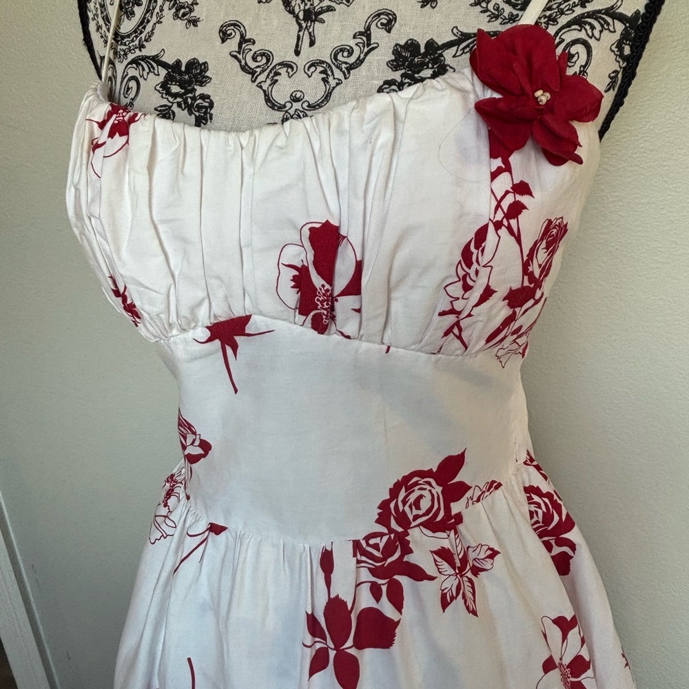 Ruby Rox Spaghetti Strap White And Red Floral Dre… - image 6